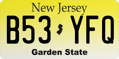 NJ license plate B53YFQ