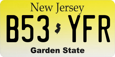 NJ license plate B53YFR