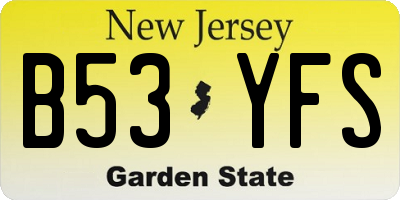NJ license plate B53YFS