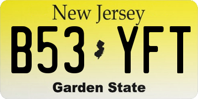 NJ license plate B53YFT