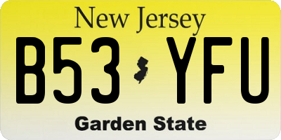 NJ license plate B53YFU