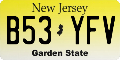 NJ license plate B53YFV