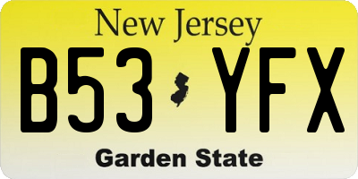 NJ license plate B53YFX