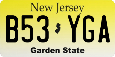 NJ license plate B53YGA