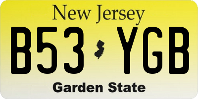 NJ license plate B53YGB