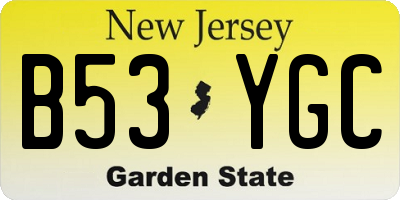 NJ license plate B53YGC