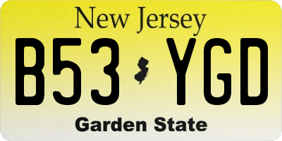 NJ license plate B53YGD