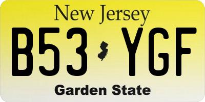 NJ license plate B53YGF