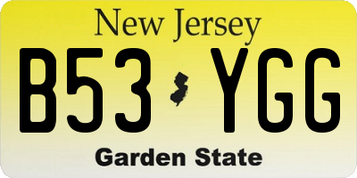 NJ license plate B53YGG