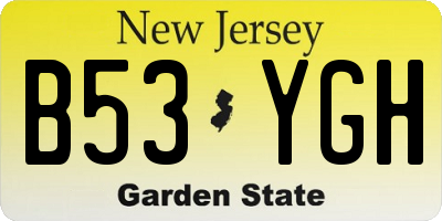 NJ license plate B53YGH