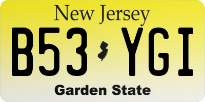 NJ license plate B53YGI