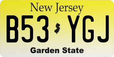 NJ license plate B53YGJ