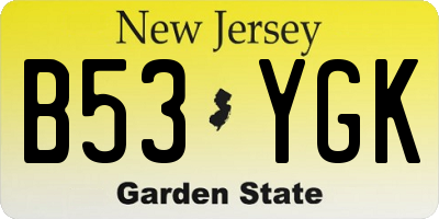 NJ license plate B53YGK