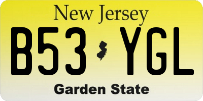 NJ license plate B53YGL