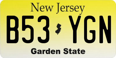 NJ license plate B53YGN