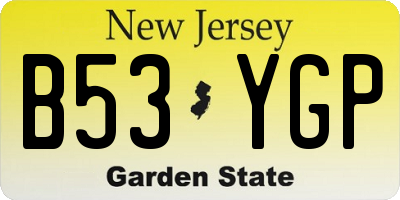 NJ license plate B53YGP
