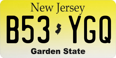 NJ license plate B53YGQ