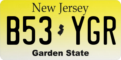 NJ license plate B53YGR