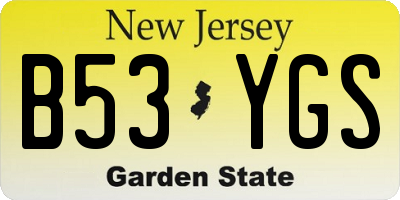 NJ license plate B53YGS