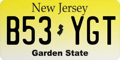 NJ license plate B53YGT