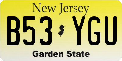 NJ license plate B53YGU