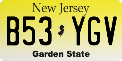 NJ license plate B53YGV