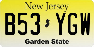 NJ license plate B53YGW