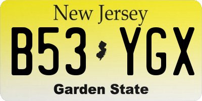 NJ license plate B53YGX