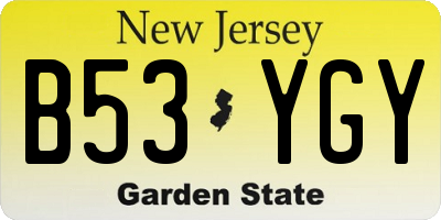 NJ license plate B53YGY