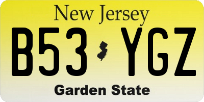 NJ license plate B53YGZ