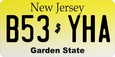 NJ license plate B53YHA