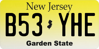 NJ license plate B53YHE