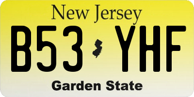 NJ license plate B53YHF