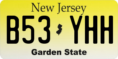NJ license plate B53YHH