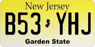 NJ license plate B53YHJ