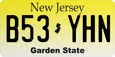 NJ license plate B53YHN