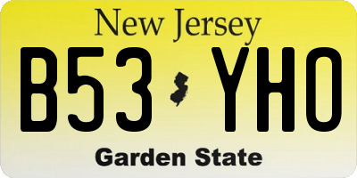 NJ license plate B53YHO