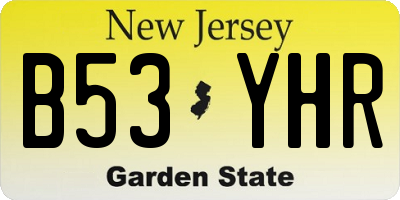 NJ license plate B53YHR