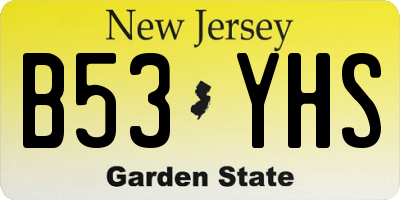 NJ license plate B53YHS