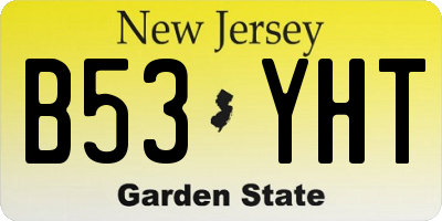 NJ license plate B53YHT