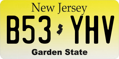 NJ license plate B53YHV
