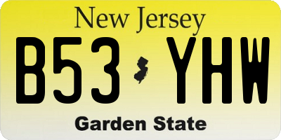 NJ license plate B53YHW