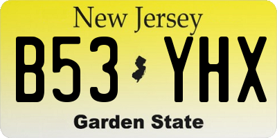 NJ license plate B53YHX
