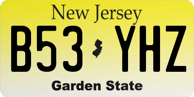 NJ license plate B53YHZ