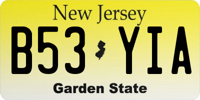 NJ license plate B53YIA