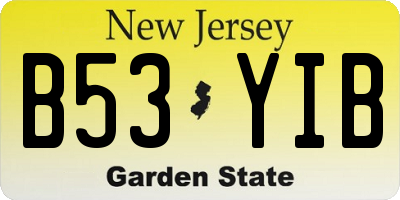 NJ license plate B53YIB