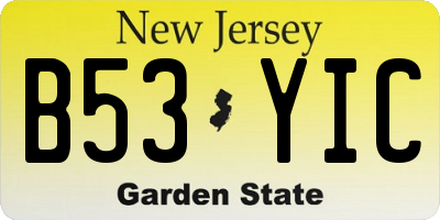 NJ license plate B53YIC