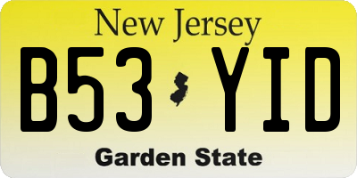 NJ license plate B53YID