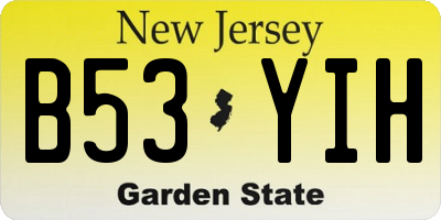 NJ license plate B53YIH