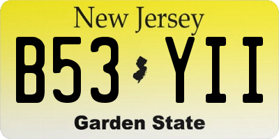 NJ license plate B53YII